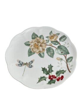 Lenox Butterfly Meadow Holiday Dragonfly Plate 9 inch Christmas Ladybug Holly
